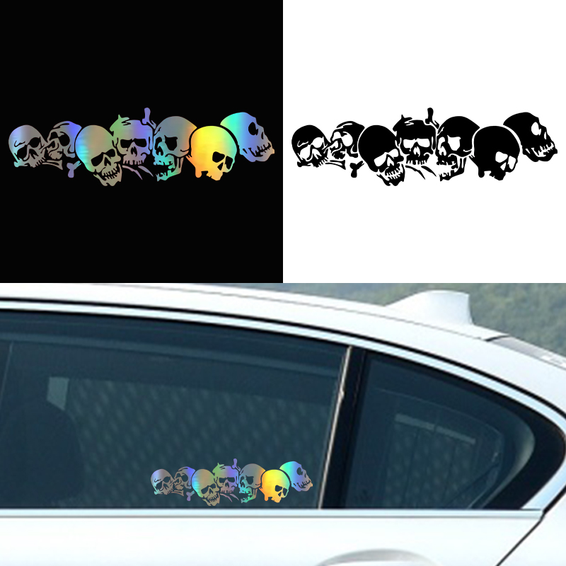 Motorcycle Gear White - G096 22.8X6.7CM New SKULL Vinyl Car