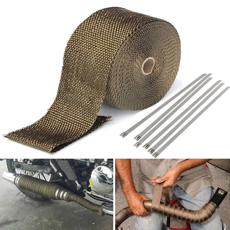 NEW*5M  Titanium/Black Exhaust - Exhaust Wrap Titanium ulasan dan harga